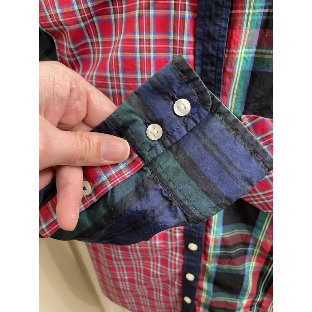 Vineyard Vines Womens Cotton Plaid Patch Shirt Sz 00 Color Block - Picture 6 of 11